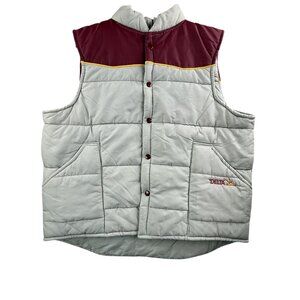Vintage Warwick Vest Mens XL Gray Quilted Delta Logo Puffer Insulated USA 80s